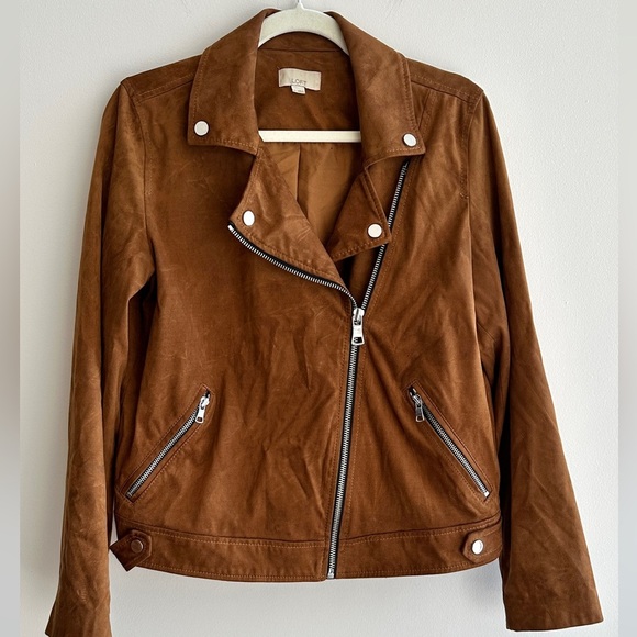 LOFT Jackets & Blazers - LOFT Tan Leather Jacket with Silver Accents